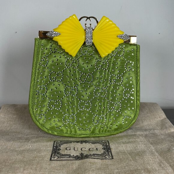 Preowned Gucci Green GG Crystal Fabric Runway Shoulder Bag PE79951 - Picture 1 of 9